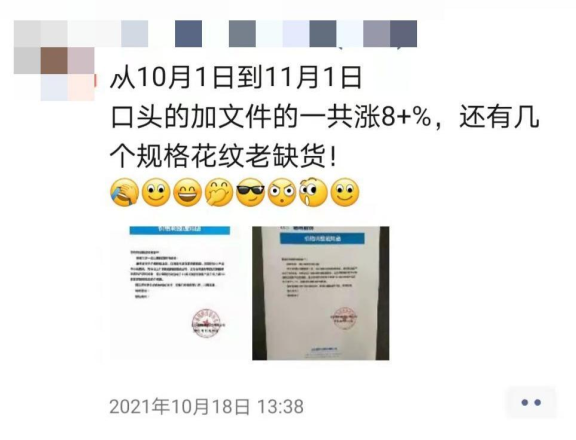 10月份一共漲了8%，還有部分花紋老缺貨!