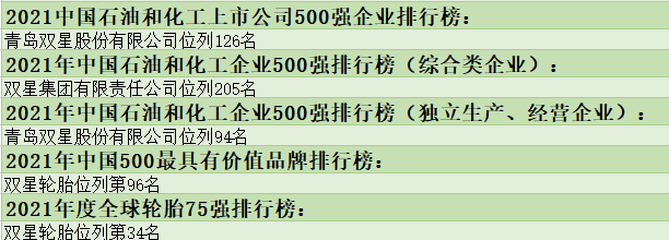 青島雙星輪胎工業(yè)有限公司怎么樣？2021年排名匯總
