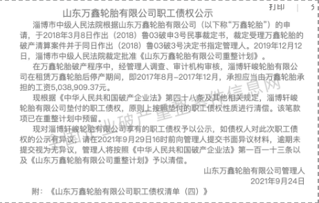 萬鑫輪胎已經由淄博軒峻輪胎有限公司租賃生產
