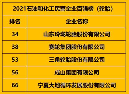 5家輪胎企業(yè)，上榜百?gòu)?qiáng)榜！