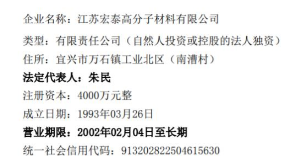 廣信材料全資子公司江蘇宏泰董事長換人！