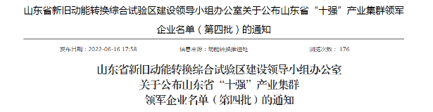 雙星、浦林成山、華盛、圣奧，入選山東省產(chǎn)業(yè)集群領(lǐng)軍企業(yè)