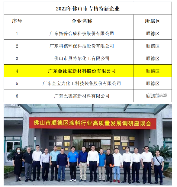 重磅！金涂寶入圍“2022年佛山市專(zhuān)精特新企業(yè)擬入庫(kù)名單”！