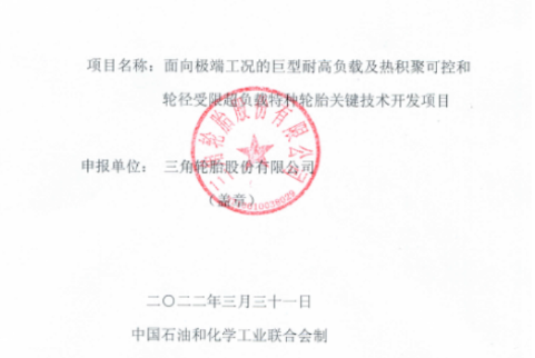 三角輪胎股份有限公司有一個(gè)項(xiàng)目，入選該計(jì)劃。項(xiàng)目名為“面向極端工況的巨型耐高負(fù)載基熱積聚可控和輪徑受限超負(fù)載特種輪胎關(guān)鍵技術(shù)及開(kāi)發(fā)項(xiàng)目”