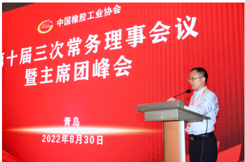 中國橡膠工業(yè)協(xié)會副會長兼秘書長雷昌純主持了下半場的主席團會議。