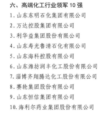 在今年高端化工行業(yè)領軍10強企業(yè)的評選中，賽輪集團與萬達集團共同入圍名單。