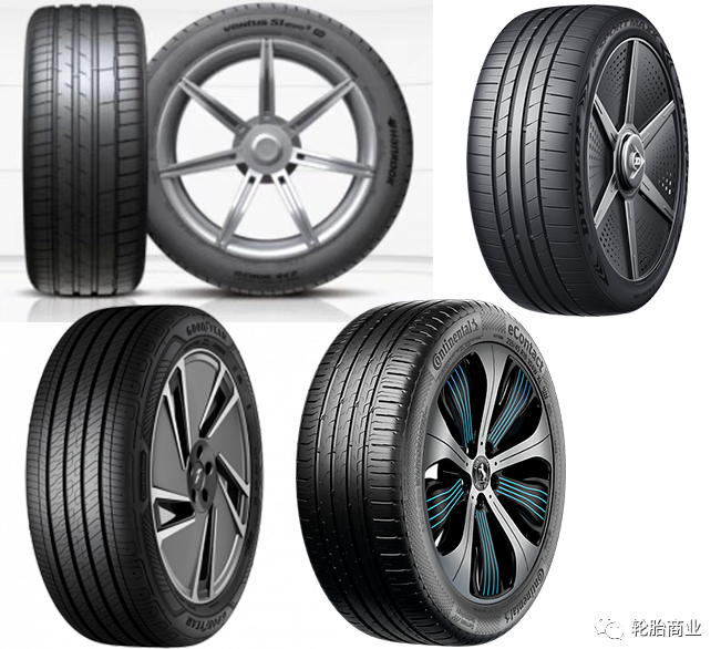 國(guó)產(chǎn)企業(yè)如中策的朝陽(yáng)1號(hào)，玲瓏SPORTMASTERe、ATLAS A52等都是針對(duì)新能源車型的輪胎產(chǎn)品