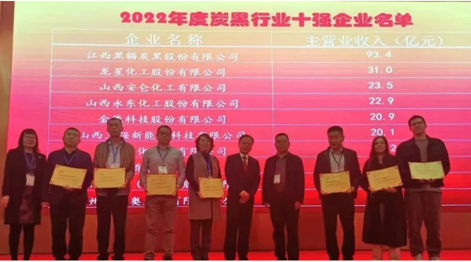 大會(huì)上，中國(guó)橡膠工業(yè)協(xié)會(huì)為年度炭黑企業(yè)十強(qiáng)、炭黑行業(yè)杰出貢獻(xiàn)企業(yè)頒獎(jiǎng)。