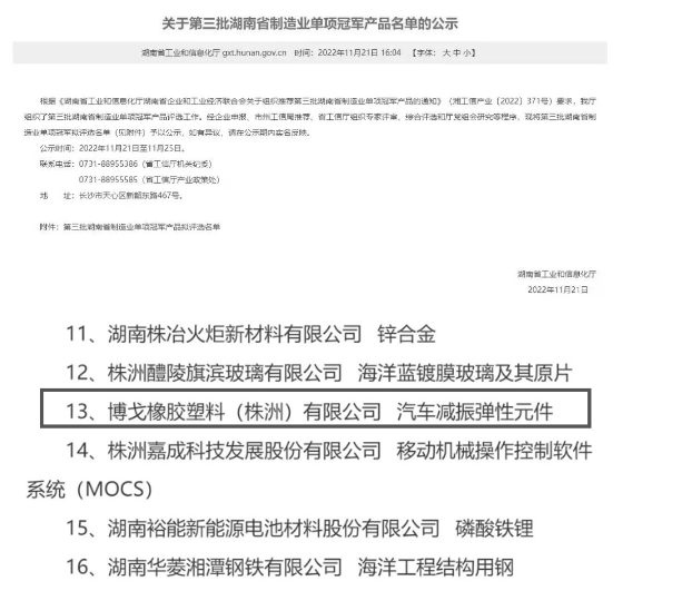 公司產(chǎn)品獲湖南省制造業(yè)單項冠軍！