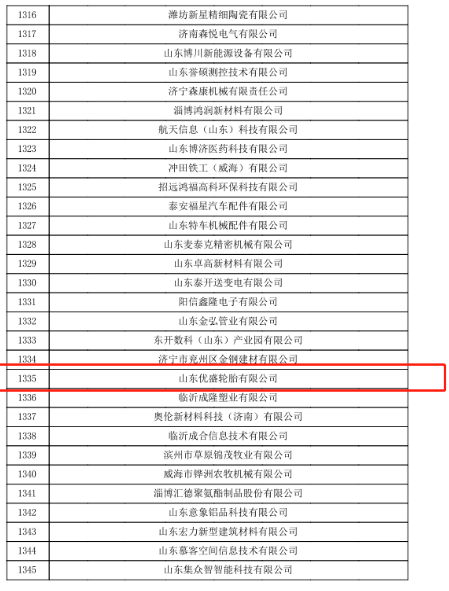 　高新技術(shù)企業(yè)的認(rèn)定，是對山東優(yōu)盛輪胎有限公司研發(fā)實(shí)力、技術(shù)實(shí)力、綜合實(shí)力等多方面的認(rèn)可，也是對山東優(yōu)盛輪胎有限公司堅(jiān)持科技創(chuàng)新、技術(shù)創(chuàng)新的肯定。