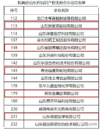 山東振泰、新豪克、福麥斯等，入選山東省知識(shí)產(chǎn)權(quán)優(yōu)勢(shì)企業(yè)培育名單