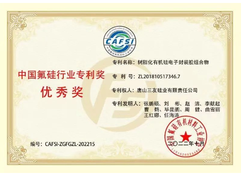 三友硅業(yè)兩項(xiàng)專利榮獲中國氟硅行業(yè)專利優(yōu)秀獎(jiǎng)！
