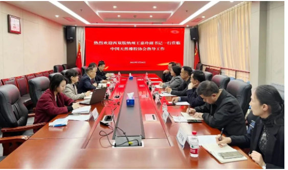 西雙版納州委副書記、州委統(tǒng)戰(zhàn)部部長王嘉玲率領(lǐng)相關(guān)單位領(lǐng)導(dǎo)一行赴中國天然橡膠協(xié)會進行訪談，