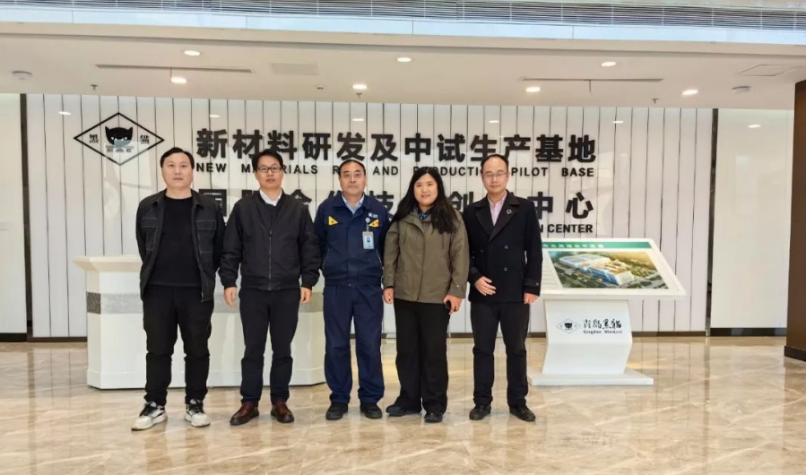 近日，玲瓏輪胎橡膠研究總院副院長(zhǎng)郭建平、配方設(shè)計(jì)部主任李彥果及材料開發(fā)部的相關(guān)專家一行到青島黑貓開展技術(shù)交流。青島黑貓黨支部書記、總經(jīng)理王宏及相關(guān)研發(fā)團(tuán)隊(duì)人員陪同。