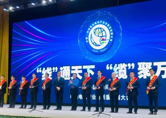 大會還頒發(fā)了“河間電線電纜產(chǎn)業(yè)突出貢獻獎”、“河間電線電纜產(chǎn)業(yè)銷售明星獎”，常豐線纜有限公司、華旗線纜有限公司、滄州會友線纜股份有限公司等10家企業(yè)獲得突出貢獻獎，竇義昌、宋福生、趙博娟等15人獲得銷售明星獎。此外，會上播放了“河間電線電纜產(chǎn)業(yè)專題片”，講述河間電線電纜發(fā)展史、產(chǎn)業(yè)總體情況、企業(yè)產(chǎn)品、未來發(fā)展等。