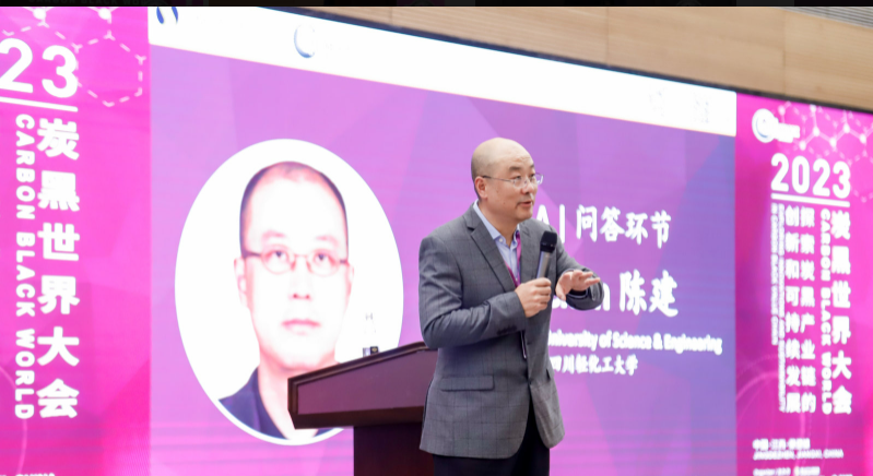 在會上，四川輕化工大學(xué)陳建教授受主辦方Smithers公司邀請，作了題為《炭黑超高硬度的發(fā)現(xiàn)及其對橡膠補(bǔ)強(qiáng)與耐磨性的作用》的大會報告。