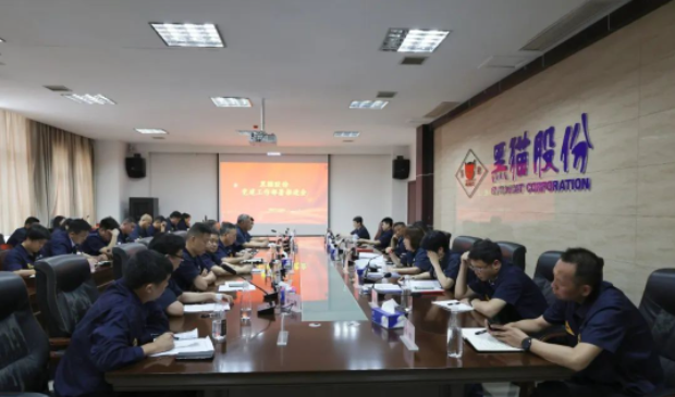 黑貓股份召開了基層黨建工作部署推進(jìn)會(huì)，旨在進(jìn)一步強(qiáng)化黨對(duì)公司及各單位發(fā)展的引領(lǐng)作用。黑貓股份黨委副書記、董事長(zhǎng)、總經(jīng)理魏明以及黨政領(lǐng)導(dǎo)班子成員出席了會(huì)議，會(huì)議由公司黨委專職副書記周芝凝主持。