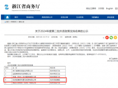 喜訊！杭州優(yōu)科豪馬輪胎入選浙2024年第二批外資扶持企業(yè)